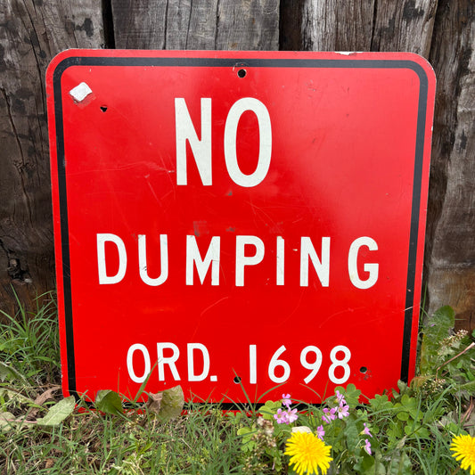 【1970s-1990s USA vintage】NO DUMPING Metal Road Sign
