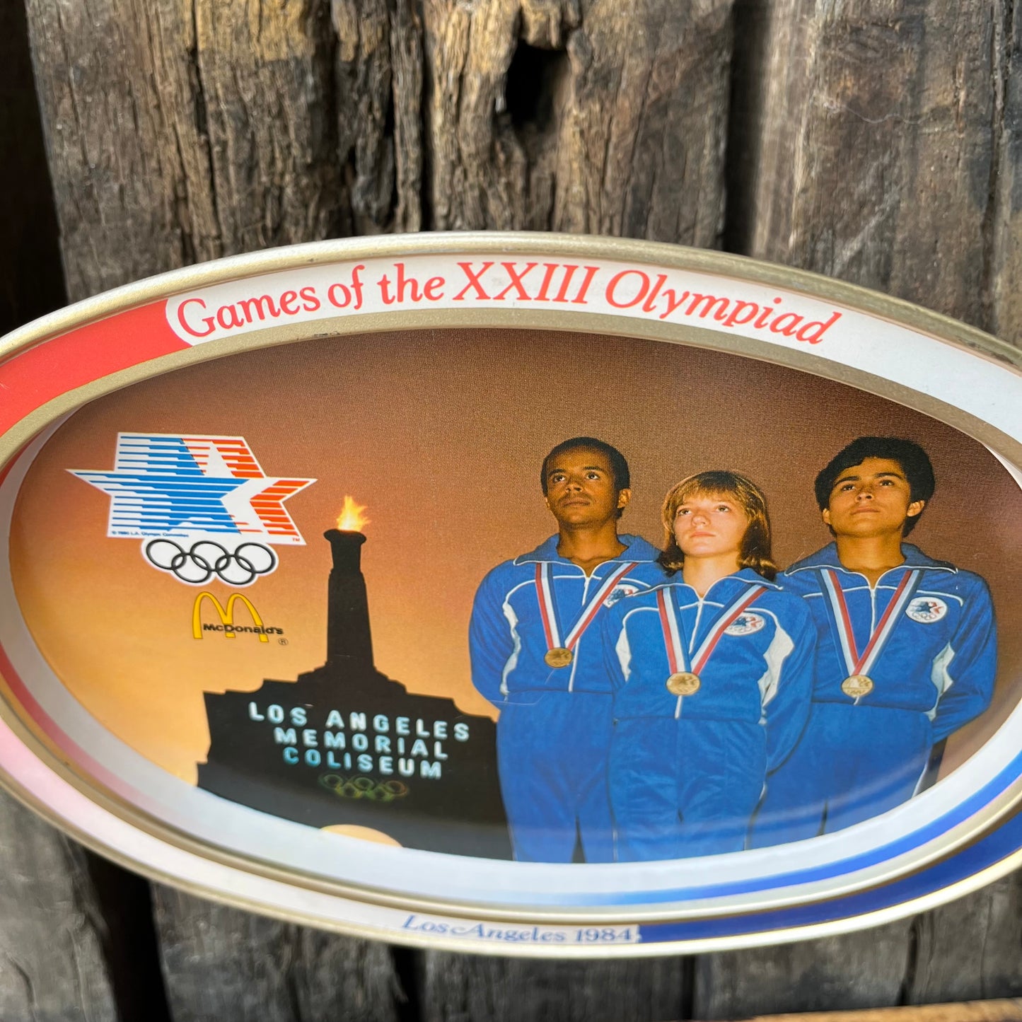 【USA vintage】80s Los Angeles Olympic × McDonald Oval Tin Plate (Medal )