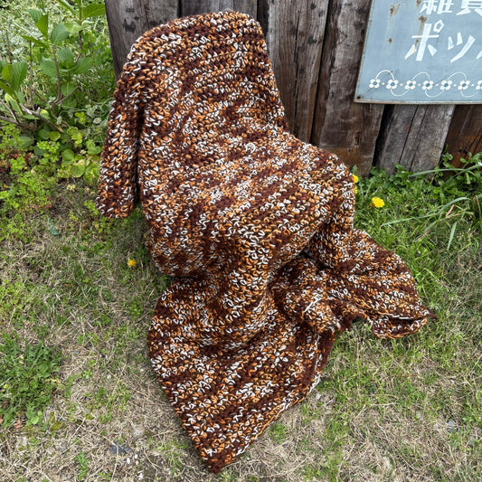 【USA vintage】Granny Blanket Brown Mix