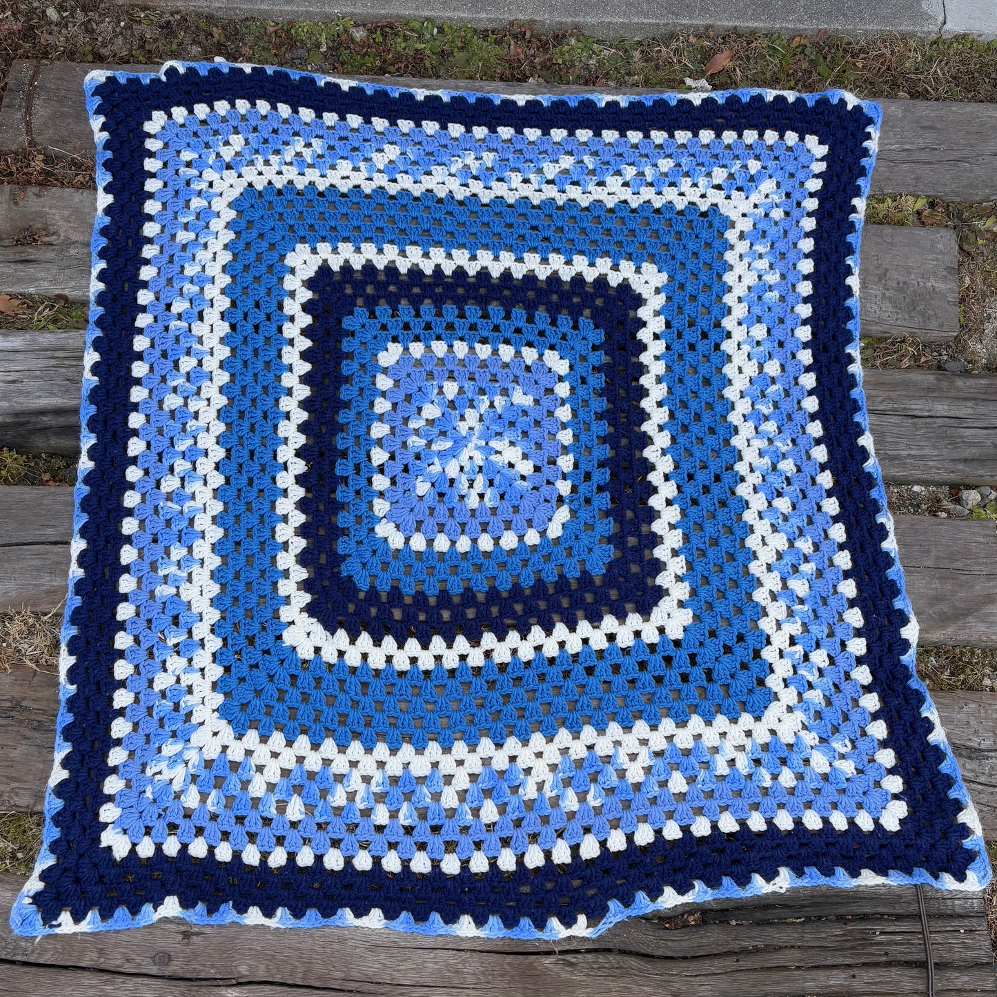 【USA vintage】granny blanket square Blue