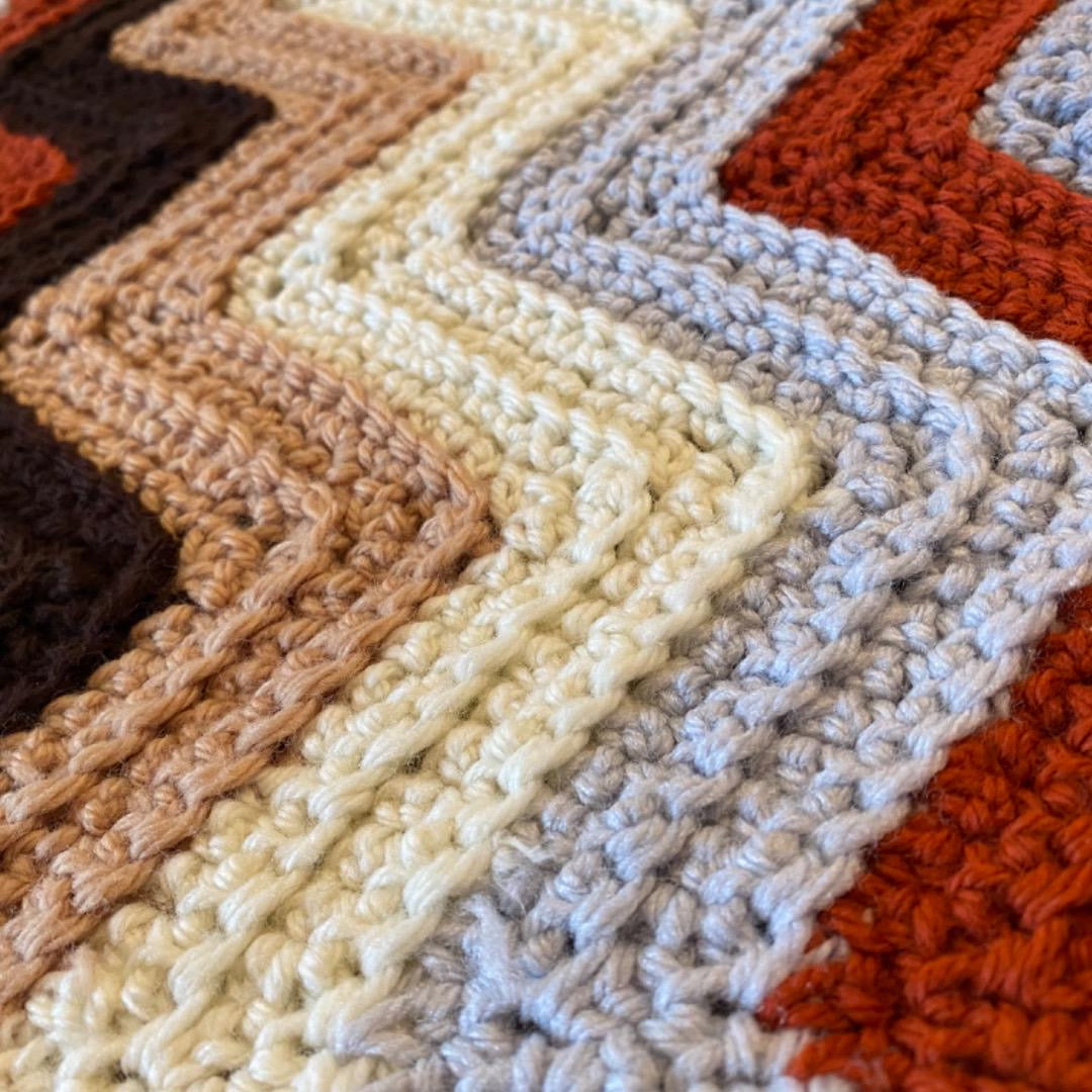 【1970s USA vintage】グラニーブランケット クロシェ ブラウン