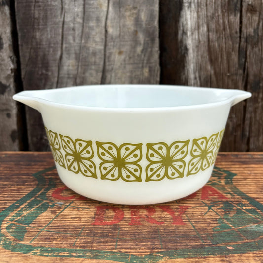 【1960s USA vintage】Green Square Flower Casserole