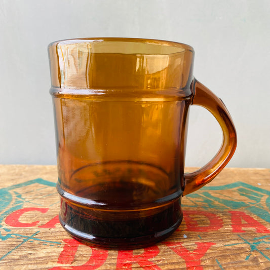 【1960-1976 USA vintage】Fire-King BARREL MUG アンバーカラー