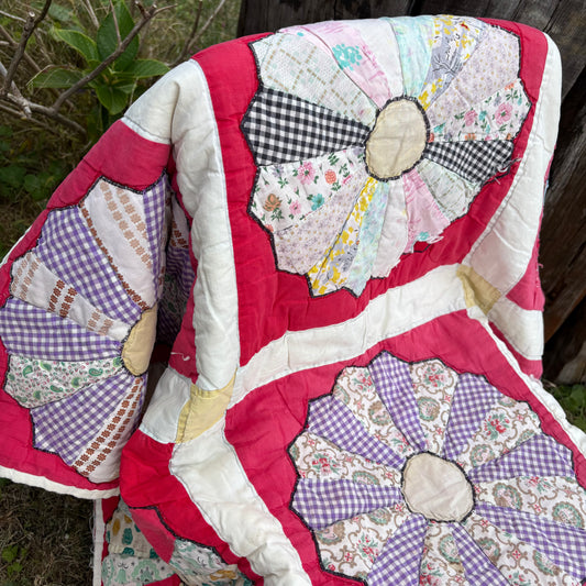 【USA vintage】feed sack antique quilt