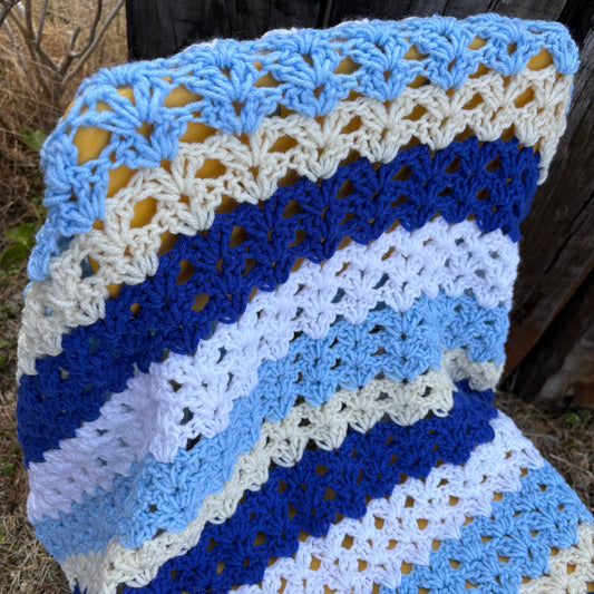 【USA vintage】granny blanket Blue