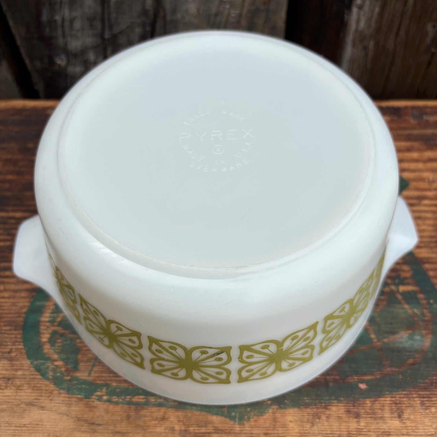 【1960s USA vintage】Green Square Flower Casserole