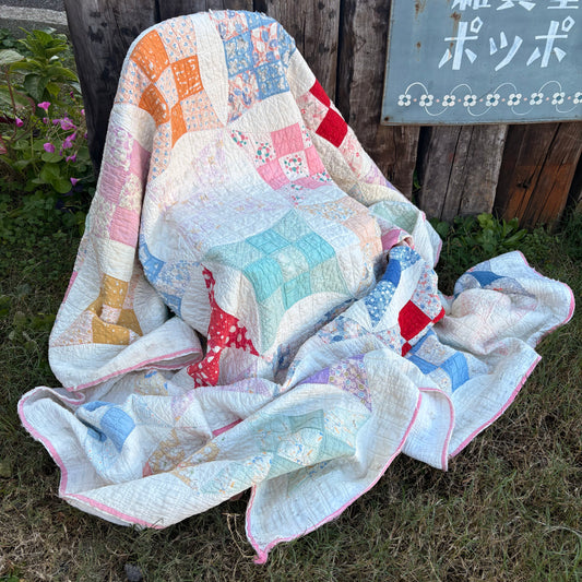 【USA vintage】feed sack antique quilt