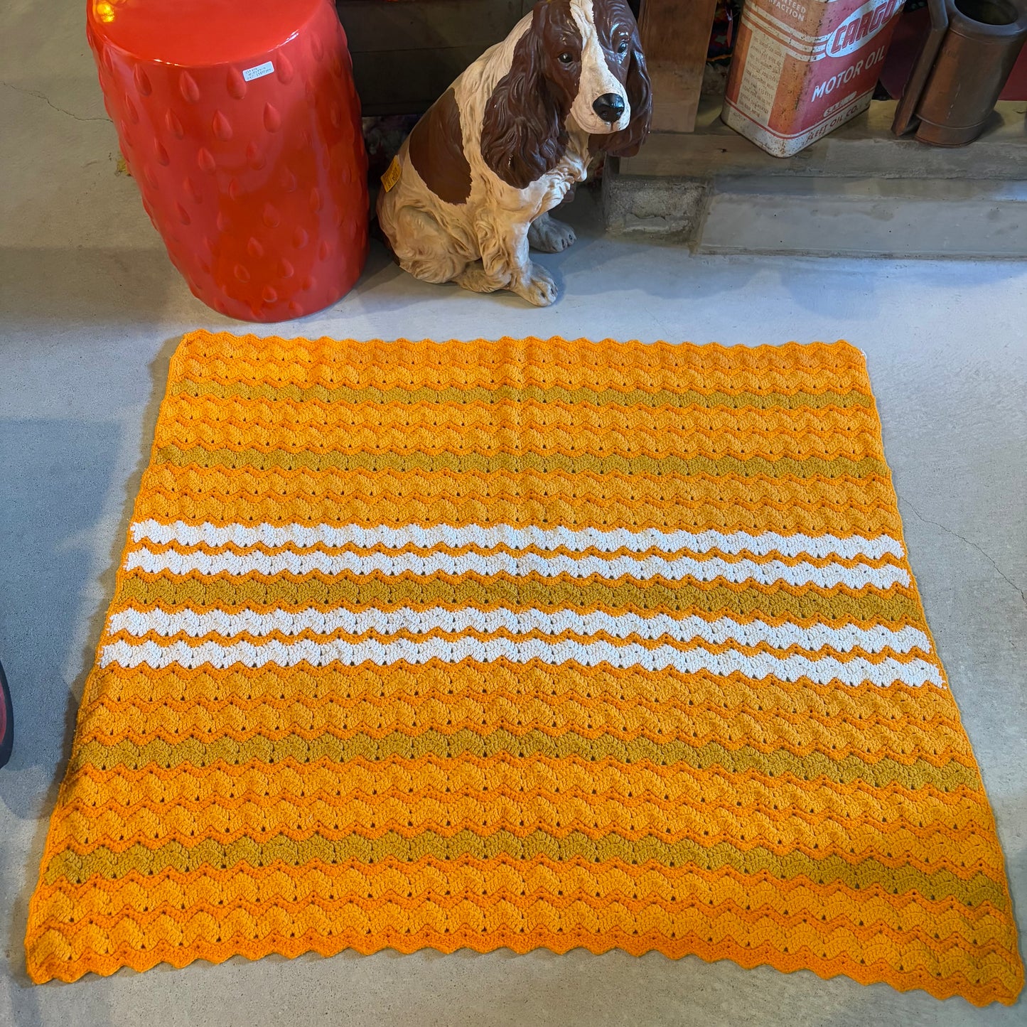 【USA vintage】granny blanket orange