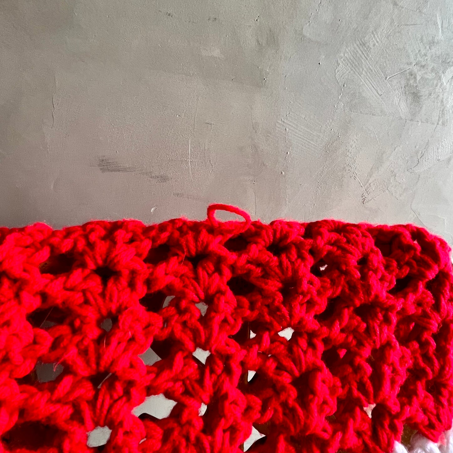 【USA vintage】グラニーブランケット ひざ掛け 赤×白