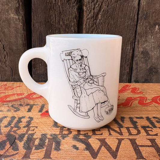 【USA vintage】 Hazel Atlas GRANDMOTHER Milk Glass Mug