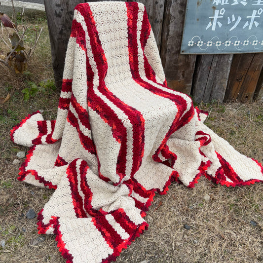 【USA vintage】granny blanket Red×White