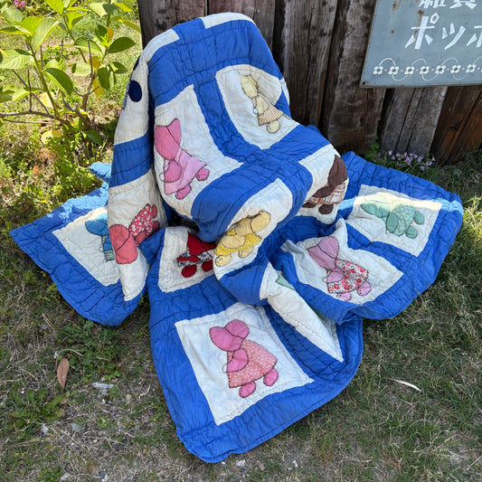 【1920s-1930s USA vintage】Sunbonnet Sue Feed Sack Quilt