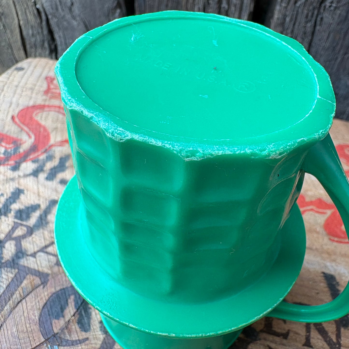 【1950s-1960s USA vintage】MR. PEANUT Plastic Mug Green