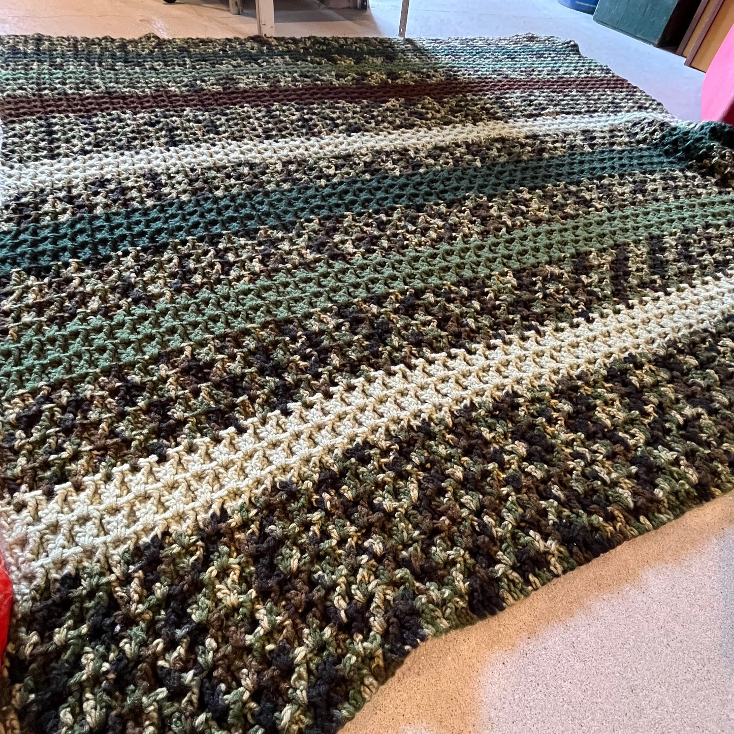 【USA vintage】Granny Blanket Army Color