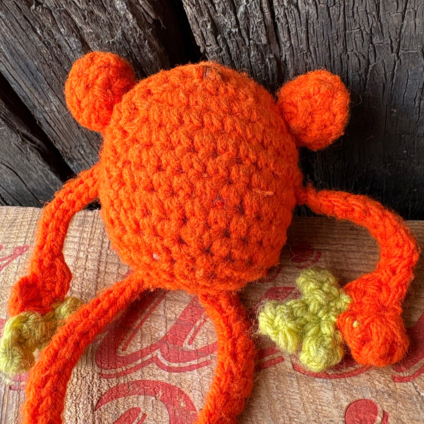 【USA vintage】Frog Crochet Doll Handmade Knit Plush Toy