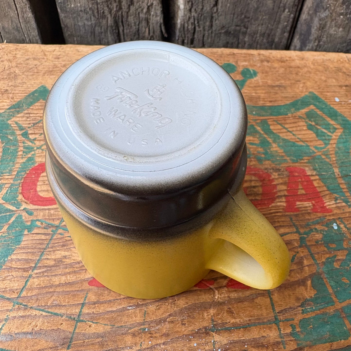 【1960s USA vintage】Fire-King mug Yellow×Black mugcup