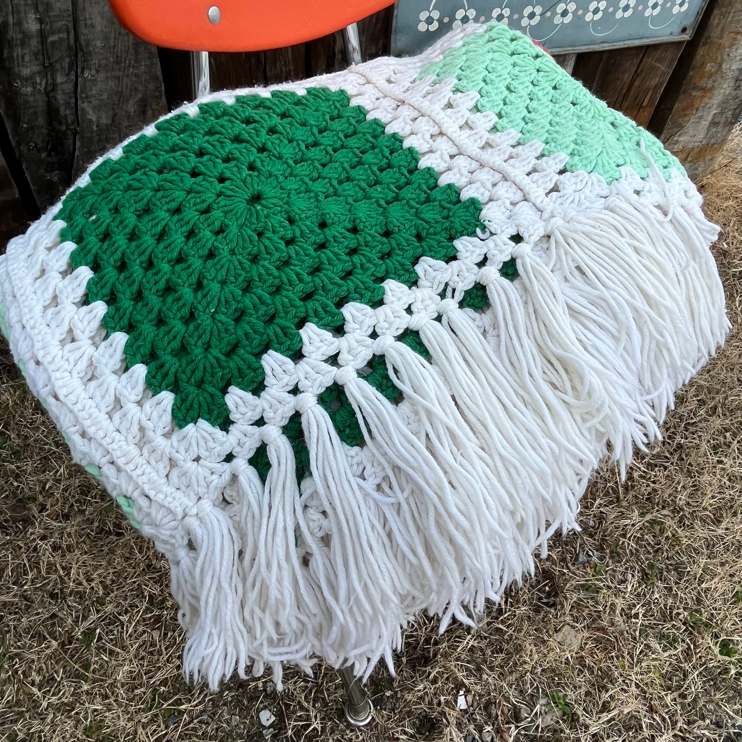 【USA vintage】Granny Blanket Square motif green