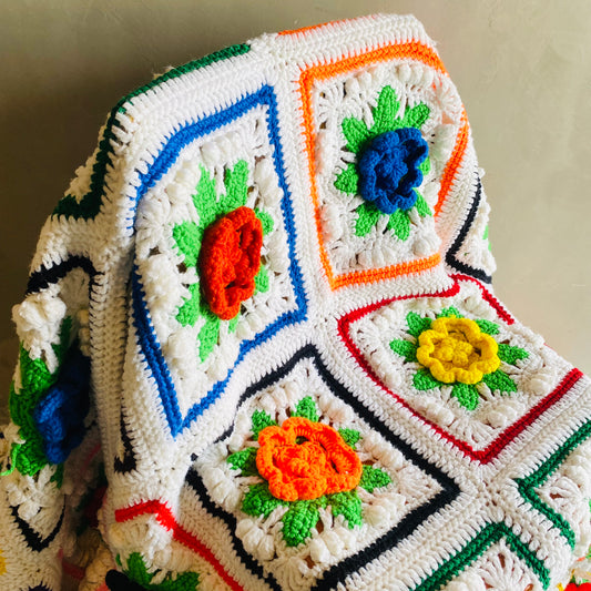 【1970s USA vintage】グラニーブランケット クロシェ ビッグサイズ スペシャル