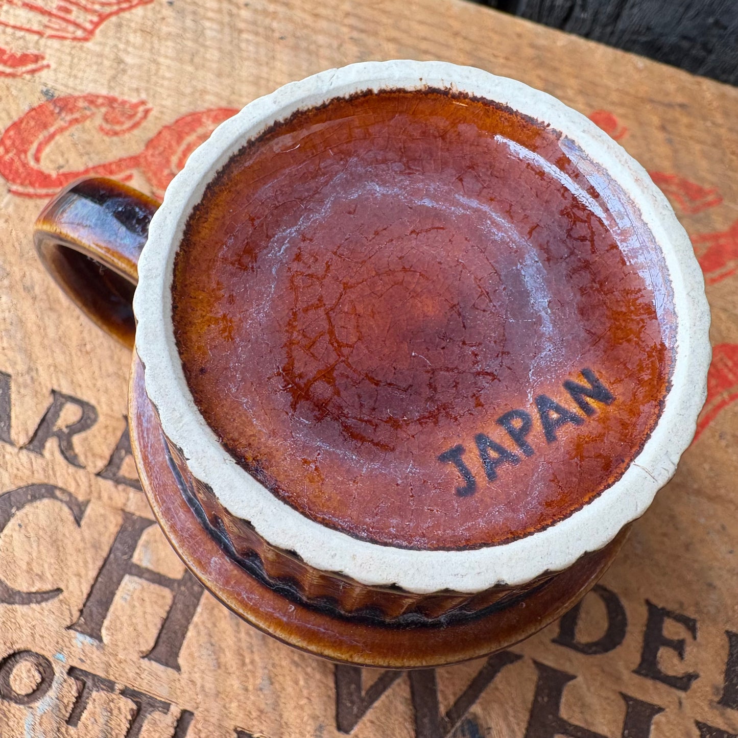 【1970s vintage】stacking mug JAPAN brown