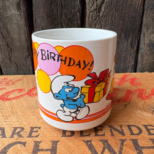 【1980s vintage】Smurfs Happy Birthday Mug