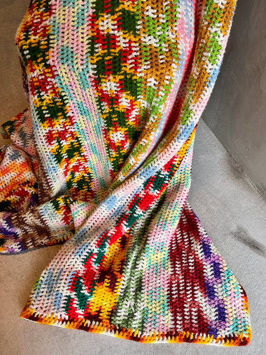 【USA vintage】グラニーブランケット カラフルストライプ