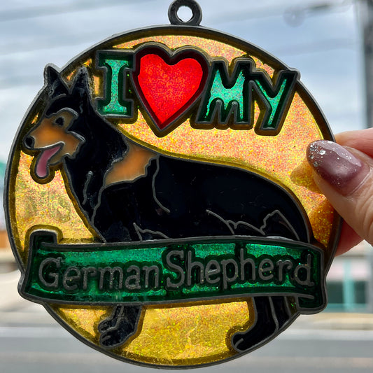 【USA vintage】stained glass German Shepherd