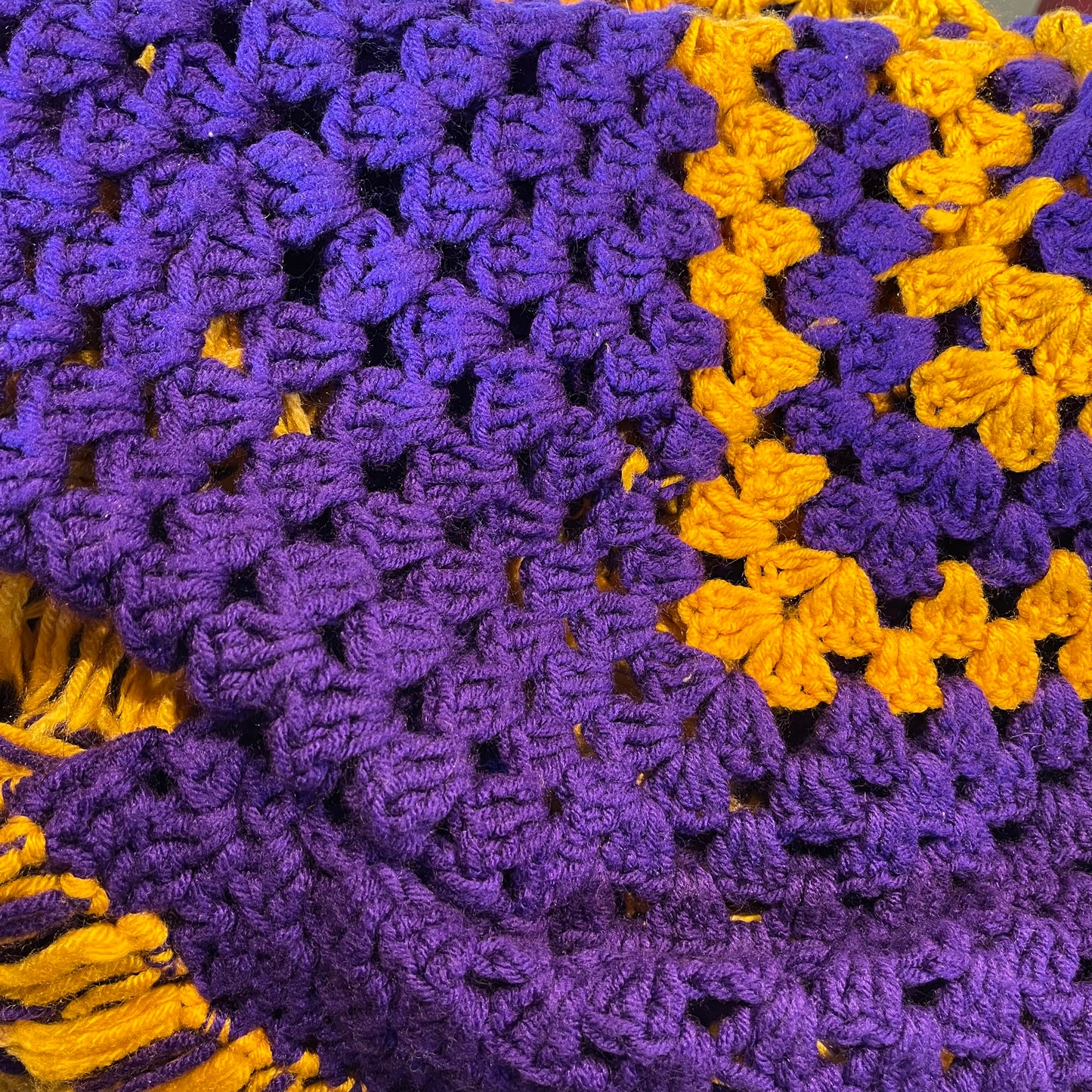 【USA vintage】granny blanket purple ×yellow square