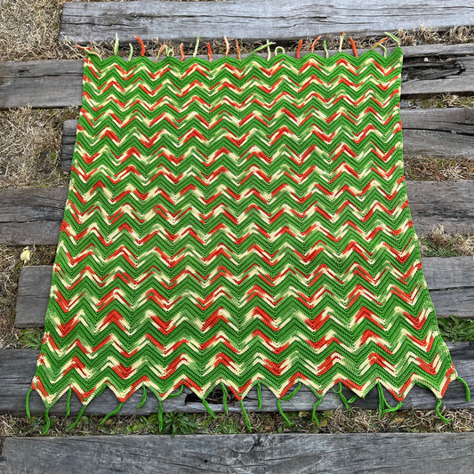 【USA vintage】granny blanket green × orange