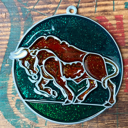 【USA vintage】stained glass Bull