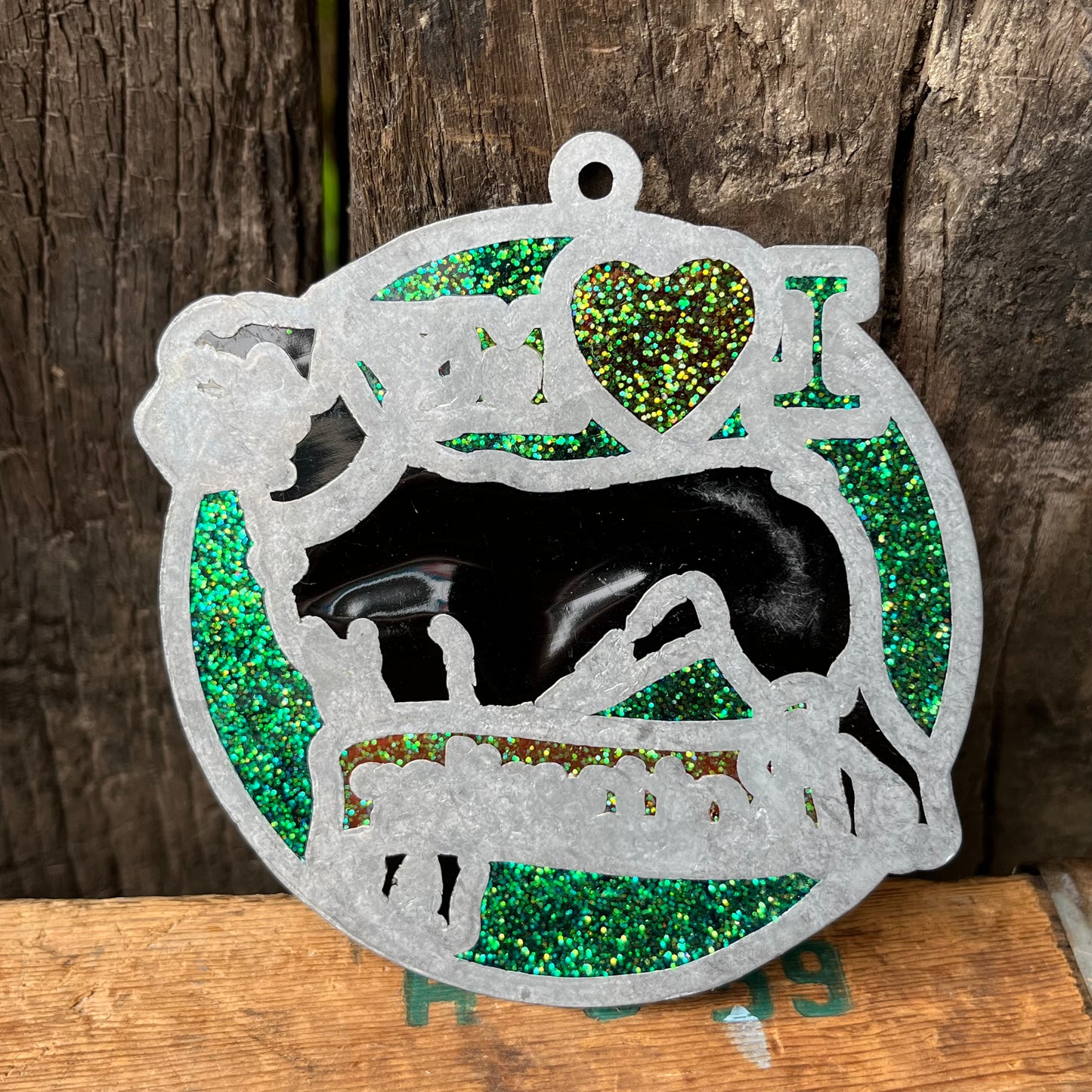 【USA vintage】stained glass ornament Rottweiler