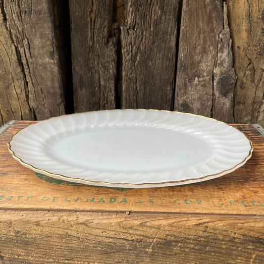 【USA vintage】ANCHOR HOCKING Gold Rim Oval Plate