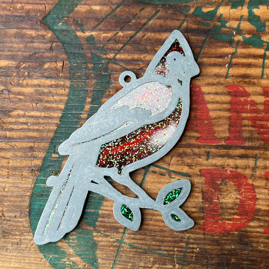 【USA vintage】stained glass Cardinal