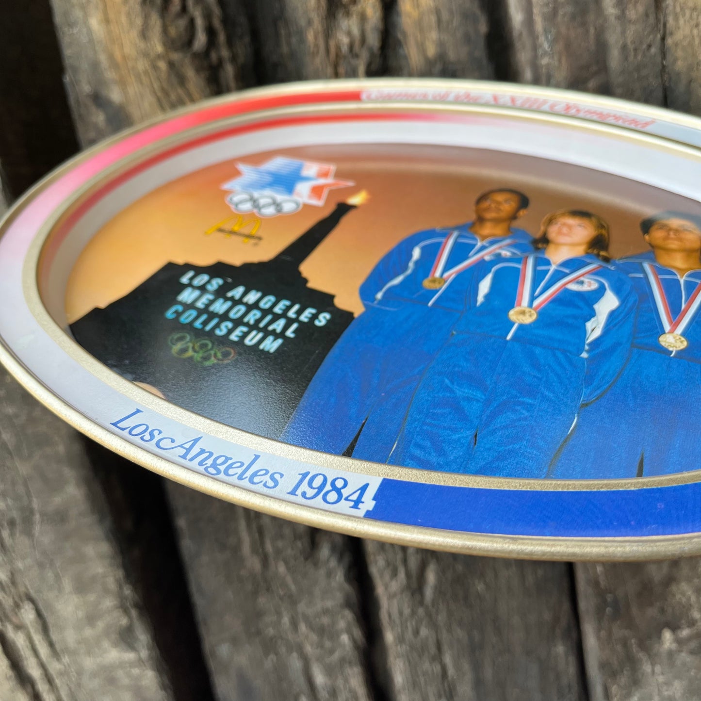 【USA vintage】80s Los Angeles Olympic × McDonald Oval Tin Plate (Medal )