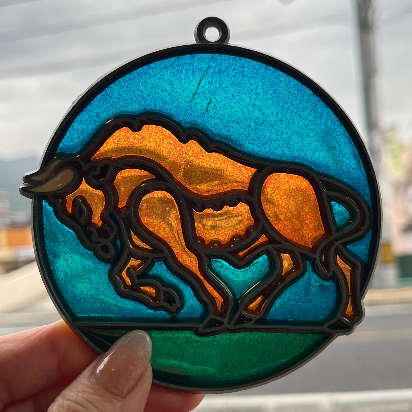 【USA vintage】stained glass Bull