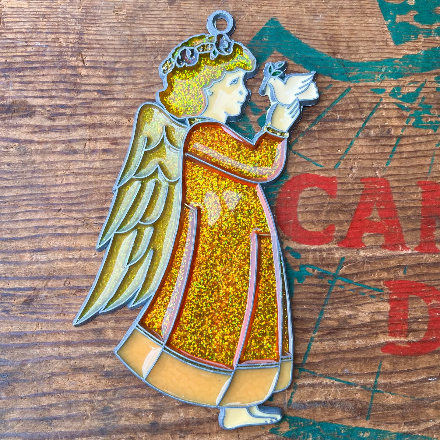 【USA vintage】stained glass Angel