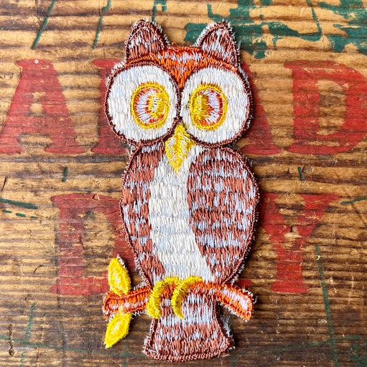 【USA vintage】ワッペン Owl brown × beige