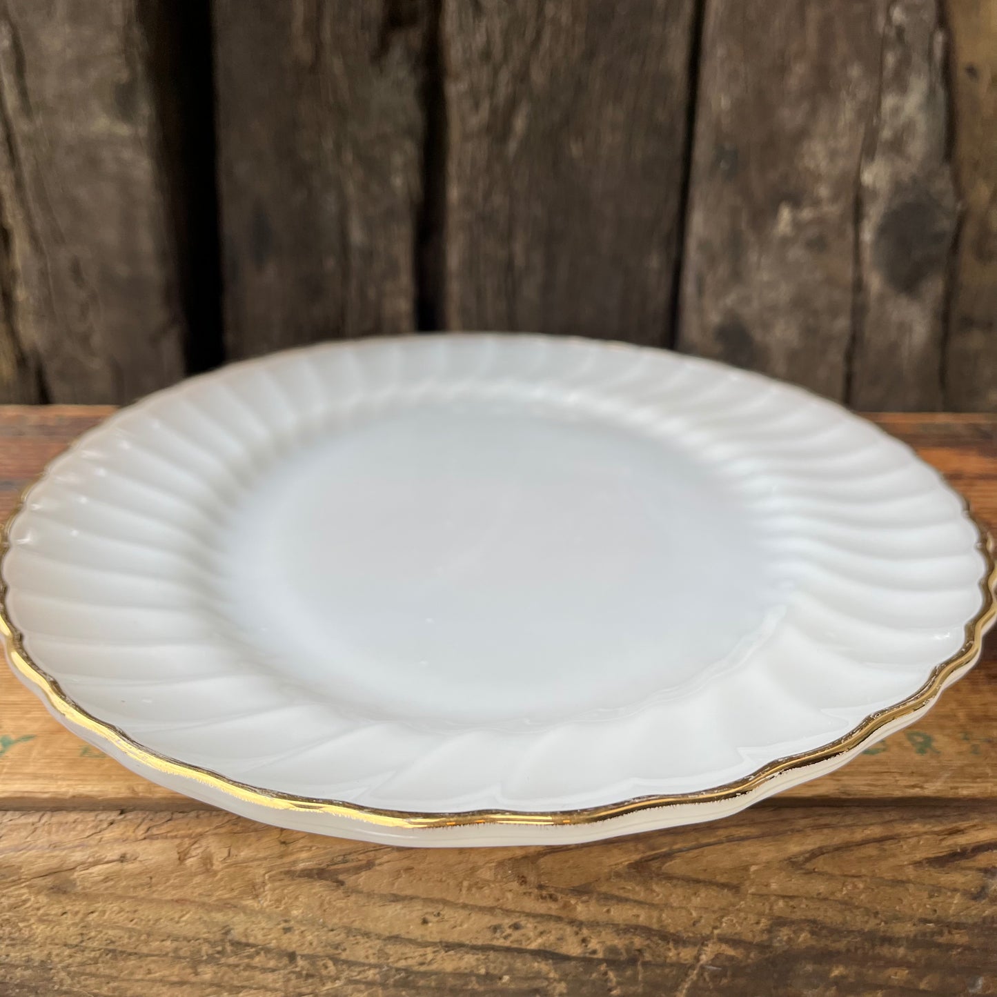 【USA vintage】ANCHOR HOCKING Gold Rim Oval Plate