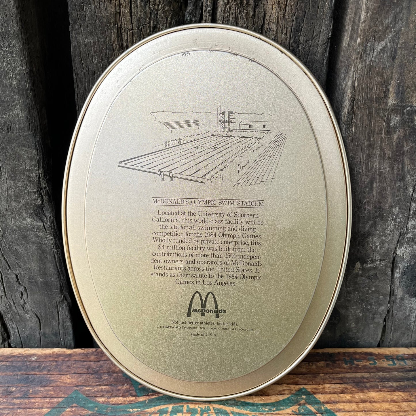 【USA vintage】80s Los Angeles Olympic × McDonald Oval Tin Plate (rhythmic gymnastics)