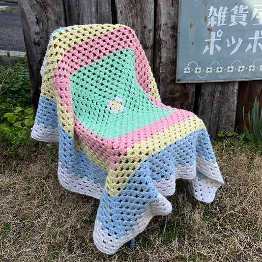【USA vintage】granny blanket Pastel Square