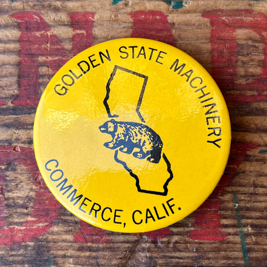 【USA vintage】GOLDEN STATE MACHINERY COMMERCE, CALIF. 缶バッジ