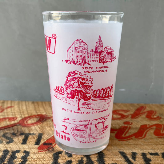 【USA vintage】Indiana Hoosier State Frosted Glass