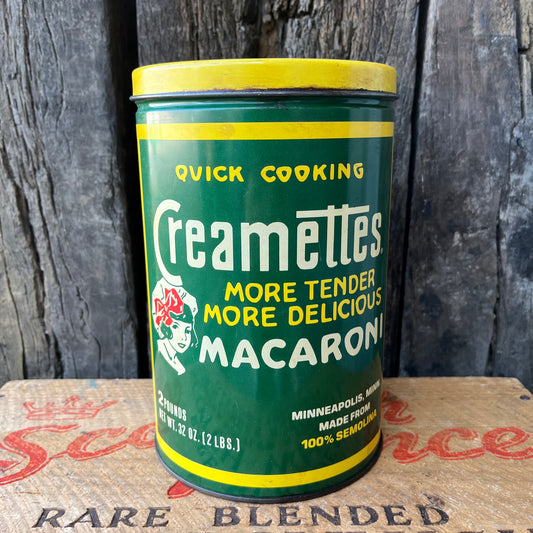 【USA vintage】80s Creamettes Macaroni Tin Can