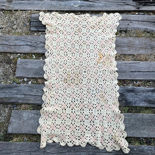 【USA vintage】Granny Blanket Ivory×Pink