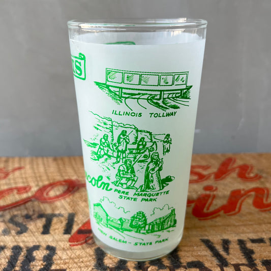 【USA vintage】Illinois Souvenir Frosted Glass