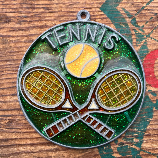 【USA vintage】stained glass ornament TENNIS