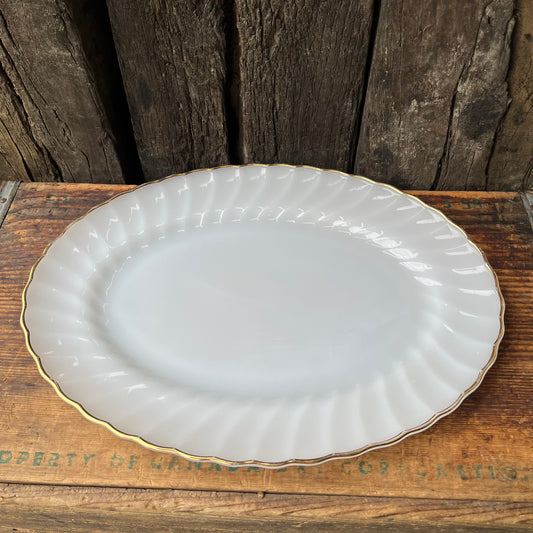 【USA vintage】ANCHOR HOCKING Gold Rim Oval Plate