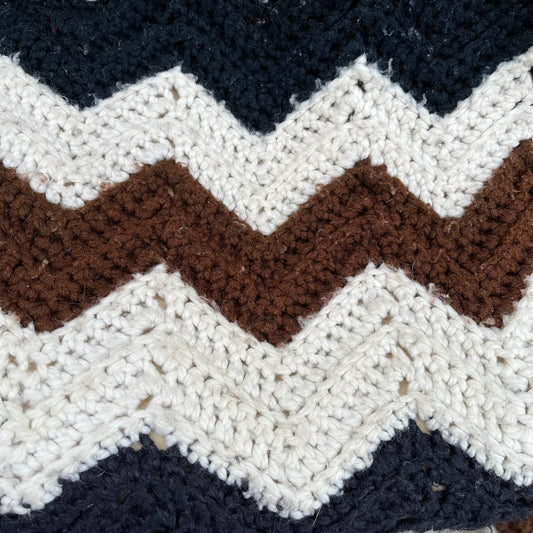 【USA vintage】Granny Blanket brown ×white