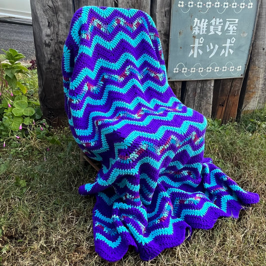 【USA vintage】granny blanket purple ×blue