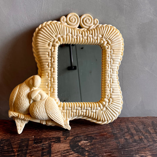 【USA vintage】70s Mirror White Doves Love Birds Couple