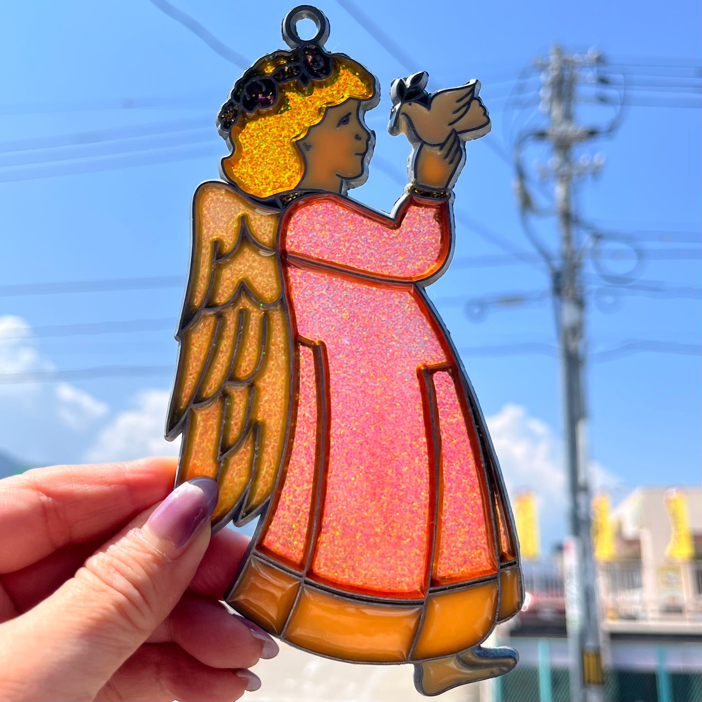 【USA vintage】stained glass Angel